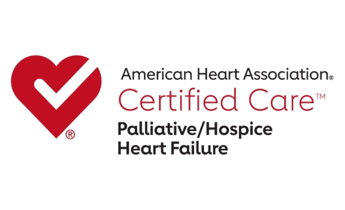 American Heart Association logo for Certified Care Palliative/Hospice Heart Failure