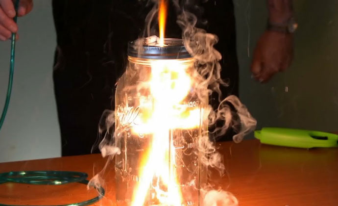 Oxygen fire demonstration
